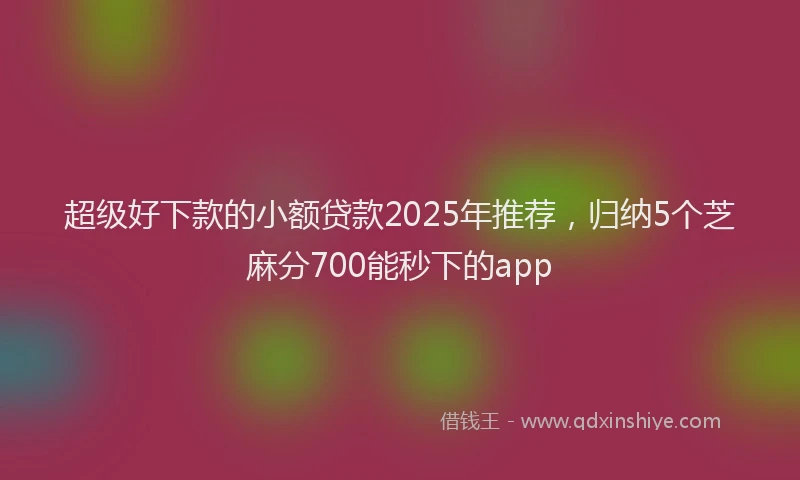 超级好下款的小额贷款2025年推荐，归纳5个芝麻分700能秒下的app