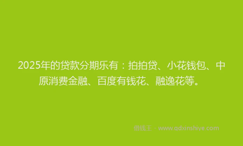2025年的贷款分期乐有：拍拍贷、小花钱包、中原消费金融、百度有钱花、融逸花等。