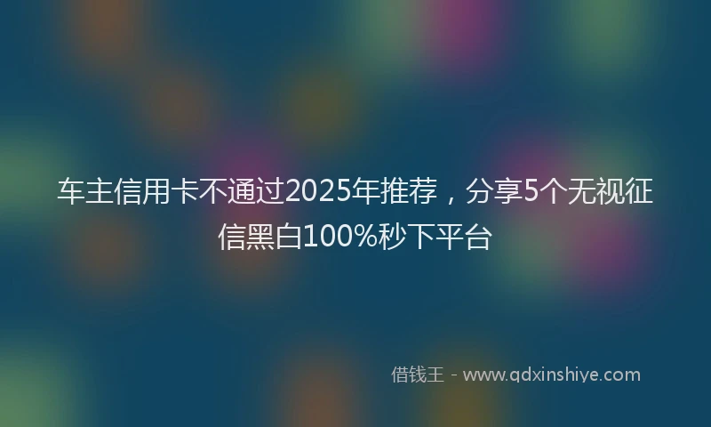 车主信用卡不通过2025年推荐，分享5个无视征信黑白100%秒下平台