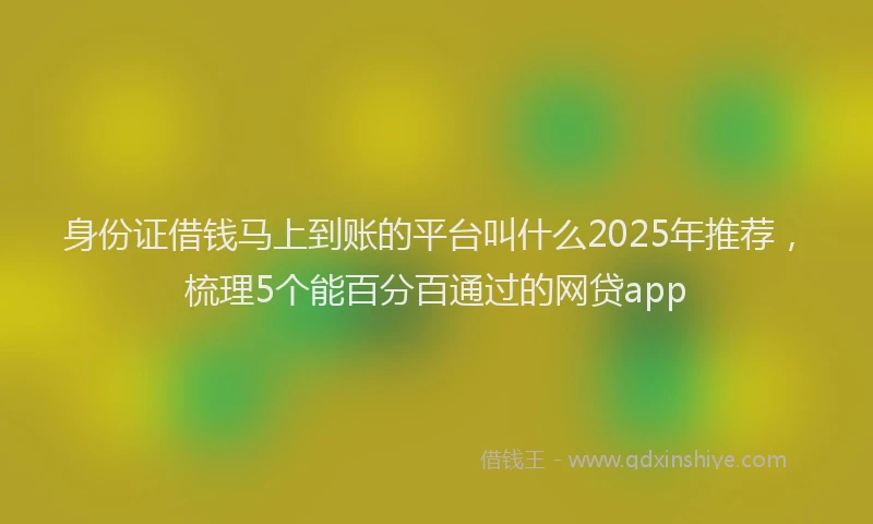 身份证借钱马上到账的平台叫什么2025年推荐，梳理5个能百分百通过的网贷app