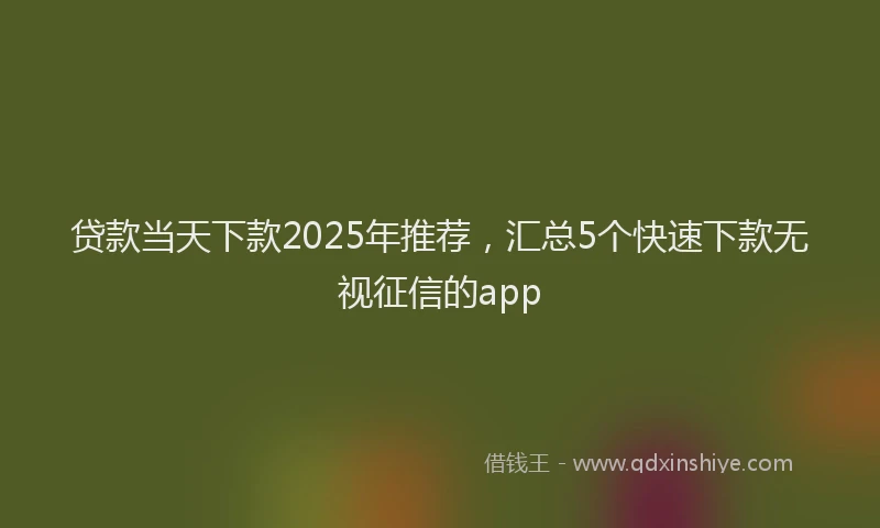 贷款当天下款2025年推荐，汇总5个快速下款无视征信的app