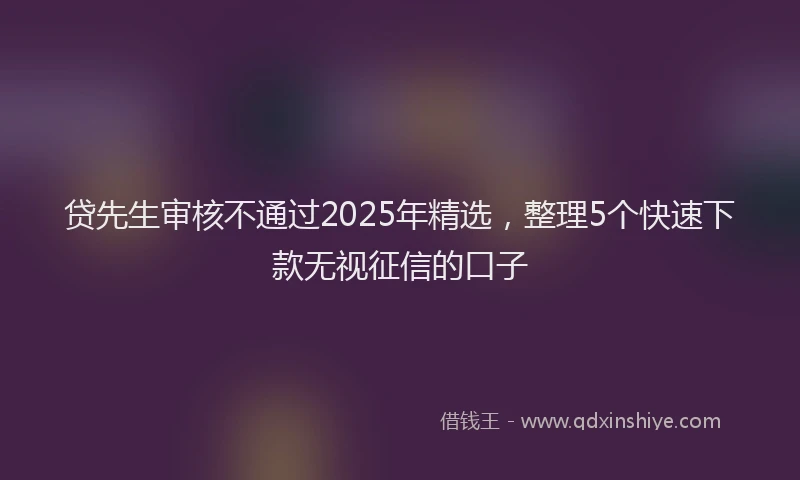 贷先生审核不通过2025年精选，整理5个快速下款无视征信的口子