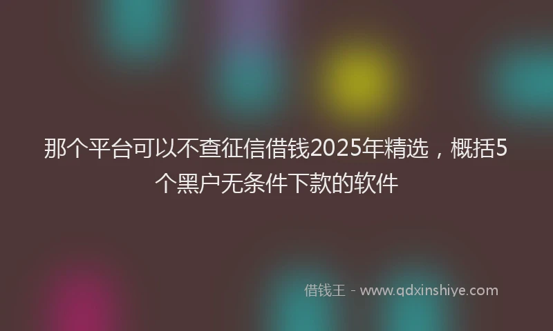 那个平台可以不查征信借钱2025年精选，概括5个黑户无条件下款的软件