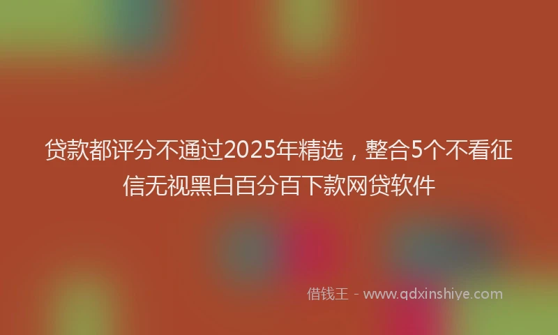 贷款都评分不通过2025年精选，整合5个不看征信无视黑白百分百下款网贷软件