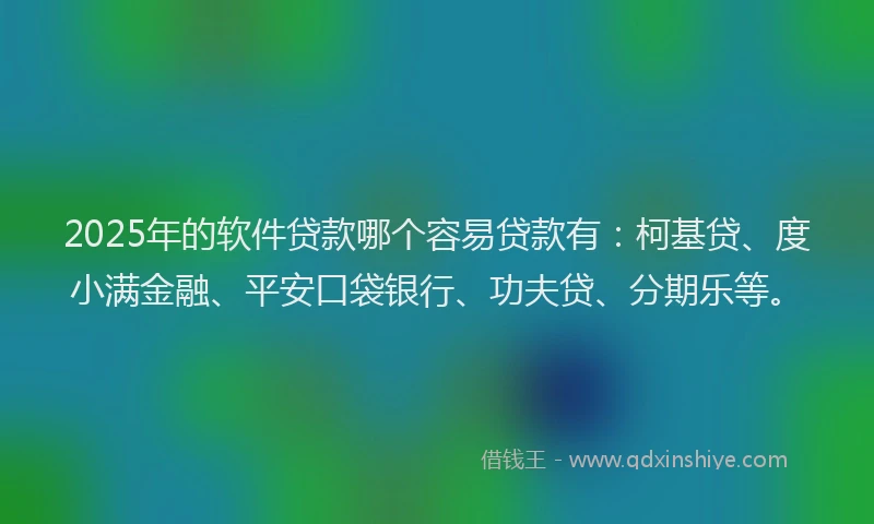 2025年的软件贷款哪个容易贷款有：柯基贷、度小满金融、平安口袋银行、功夫贷、分期乐等。