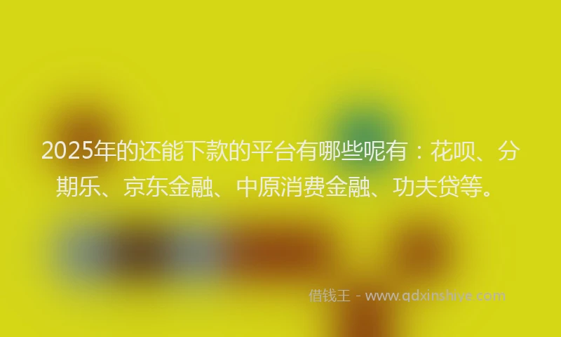 2025年的还能下款的平台有哪些呢有：花呗、分期乐、京东金融、中原消费金融、功夫贷等。