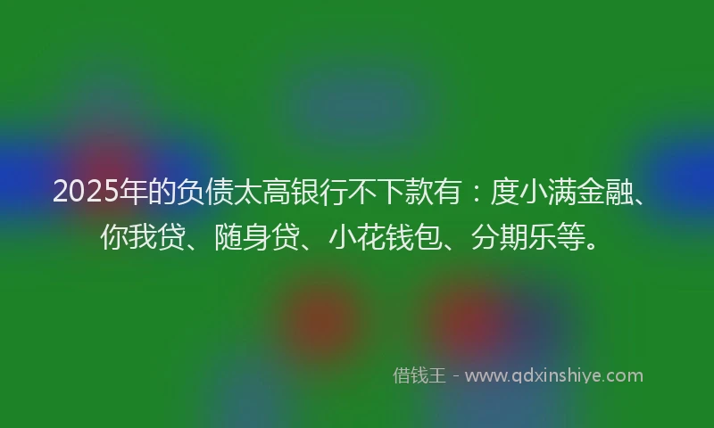 2025年的负债太高银行不下款有：度小满金融、你我贷、随身贷、小花钱包、分期乐等。