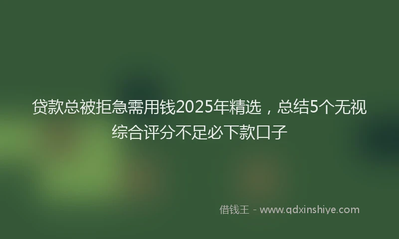 贷款总被拒急需用钱2025年精选，总结5个无视综合评分不足必下款口子