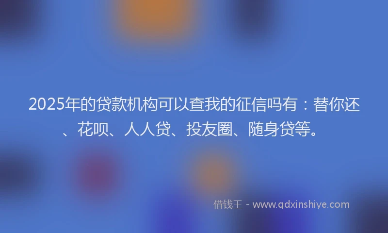 2025年的贷款机构可以查我的征信吗有：替你还、花呗、人人贷、投友圈、随身贷等。