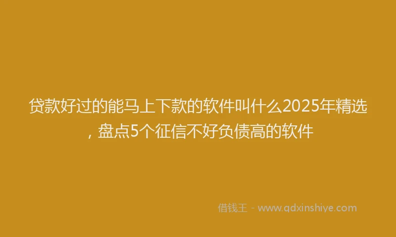 贷款好过的能马上下款的软件叫什么2025年精选，盘点5个征信不好负债高的软件
