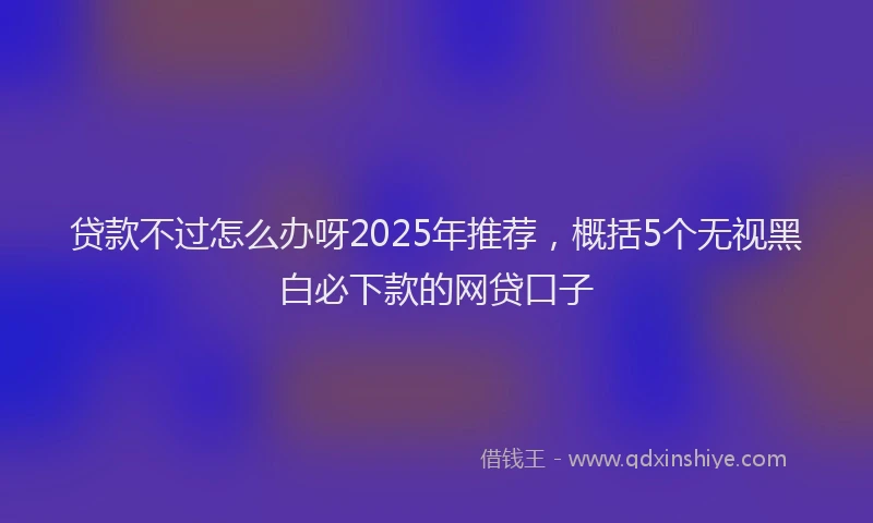 贷款不过怎么办呀2025年推荐，概括5个无视黑白必下款的网贷口子