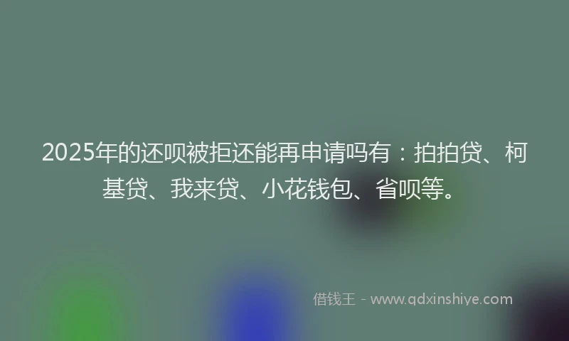 2025年的还呗被拒还能再申请吗有：拍拍贷、柯基贷、我来贷、小花钱包、省呗等。