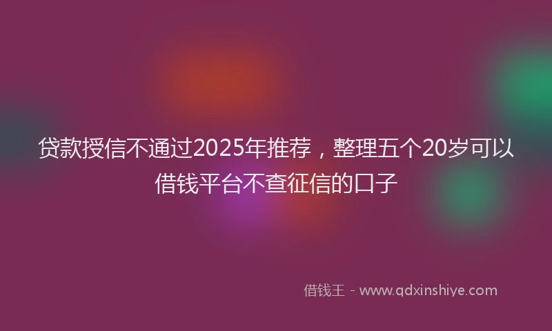 贷款授信不通过2025年推荐，整理五个20岁可以借钱平台不查征信的口子