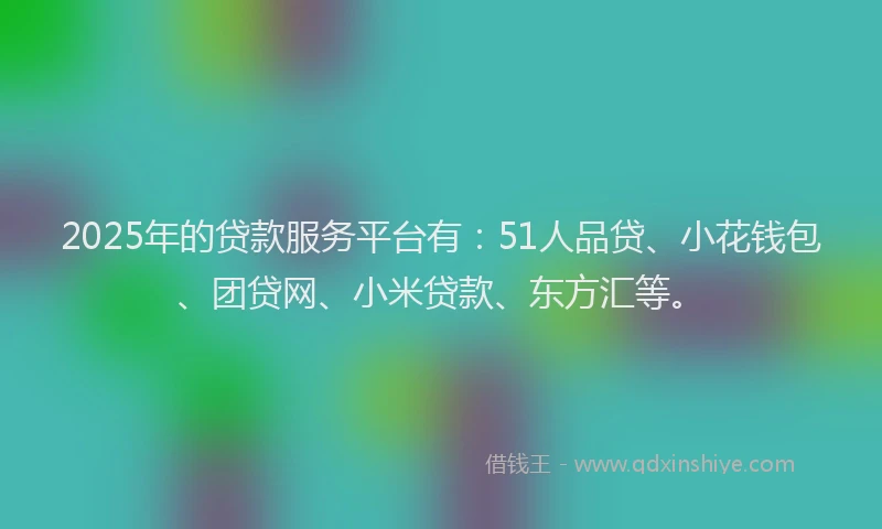 2025年的贷款服务平台有：51人品贷、小花钱包、团贷网、小米贷款、东方汇等。