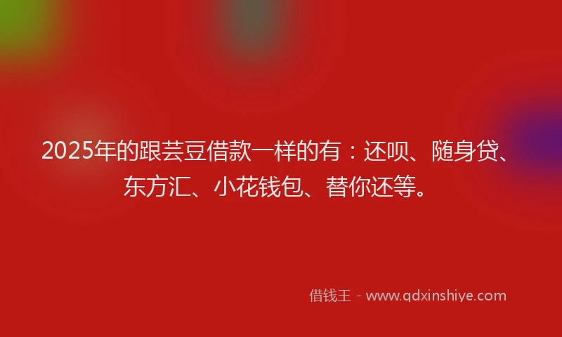 2025年的跟芸豆借款一样的有：还呗、随身贷、东方汇、小花钱包、替你还等。