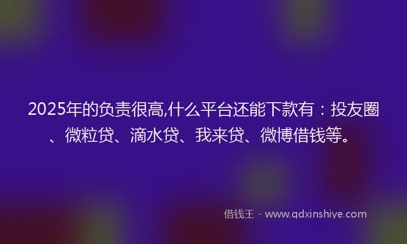 2025年的负责很高,什么平台还能下款有：投友圈、微粒贷、滴水贷、我来贷、微博借钱等。