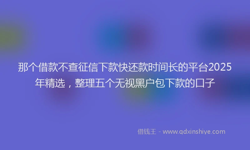 那个借款不查征信下款快还款时间长的平台2025年精选，整理五个无视黑户包下款的口子