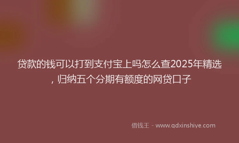 贷款的钱可以打到支付宝上吗怎么查2025年精选，归纳五个分期有额度的网贷口子