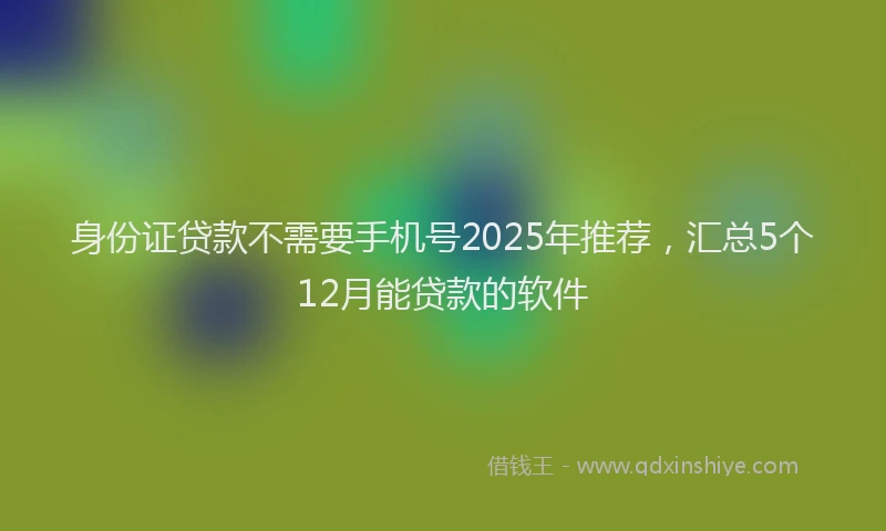 身份证贷款不需要手机号2025年推荐，汇总5个12月能贷款的软件