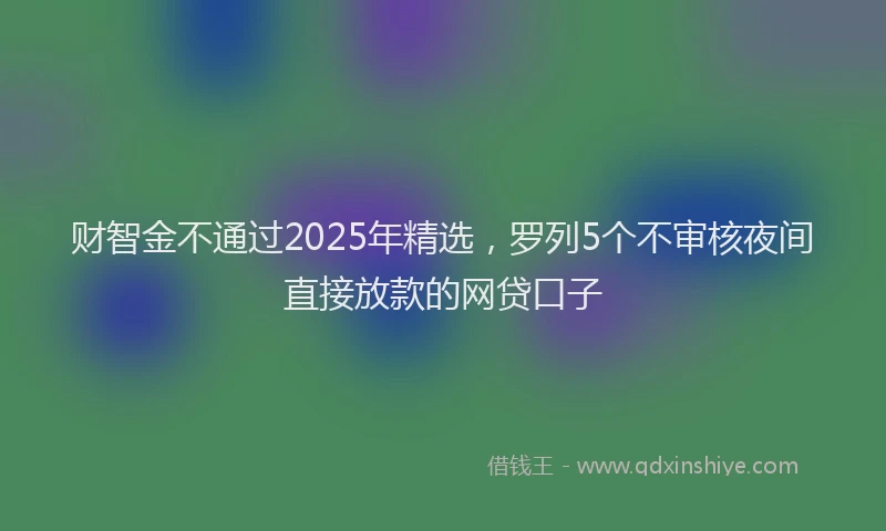 财智金不通过2025年精选，罗列5个不审核夜间直接放款的网贷口子