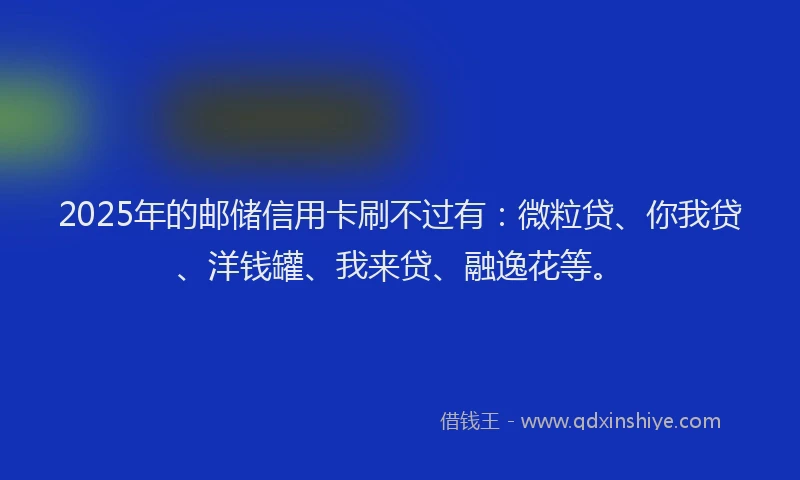 2025年的邮储信用卡刷不过有：微粒贷、你我贷、洋钱罐、我来贷、融逸花等。