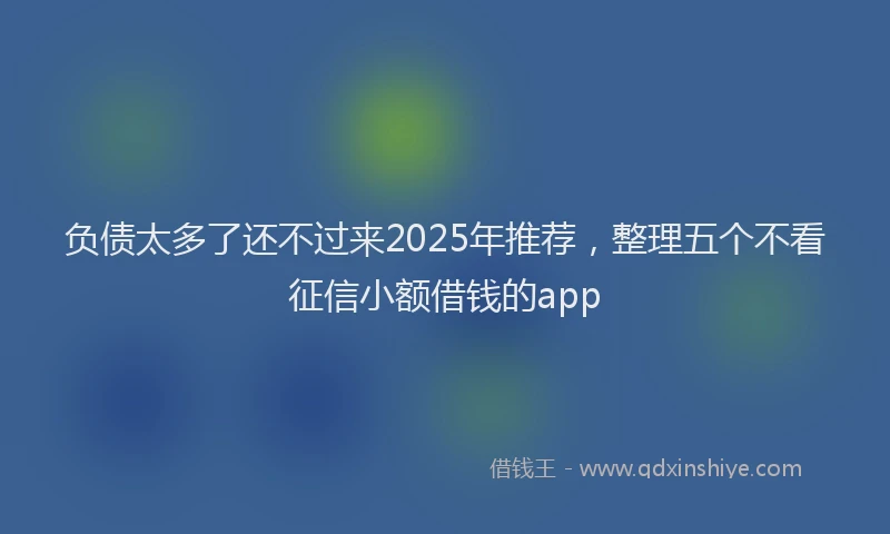 负债太多了还不过来2025年推荐，整理五个不看征信小额借钱的app