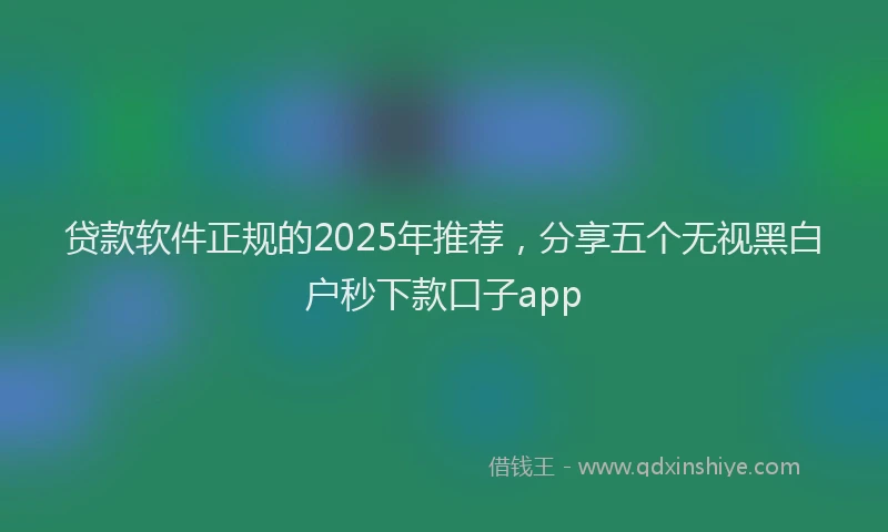贷款软件正规的2025年推荐，分享五个无视黑白户秒下款口子app