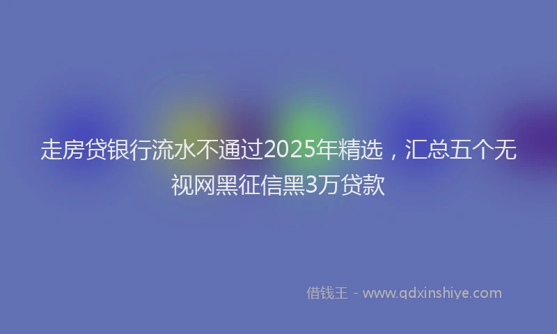 走房贷银行流水不通过2025年精选，汇总五个无视网黑征信黑3万贷款