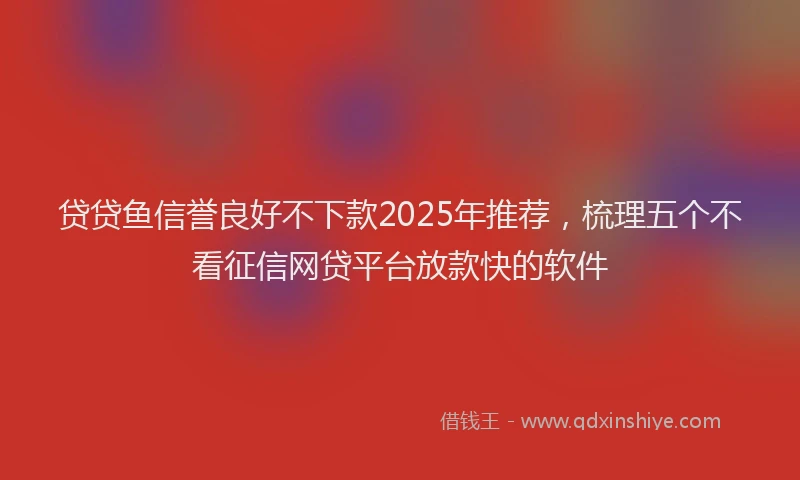 贷贷鱼信誉良好不下款2025年推荐，梳理五个不看征信网贷平台放款快的软件