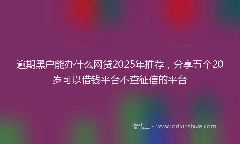 逾期黑户能办什么网贷2025年推荐，分享五个20岁可以借钱平台不查征信的平台