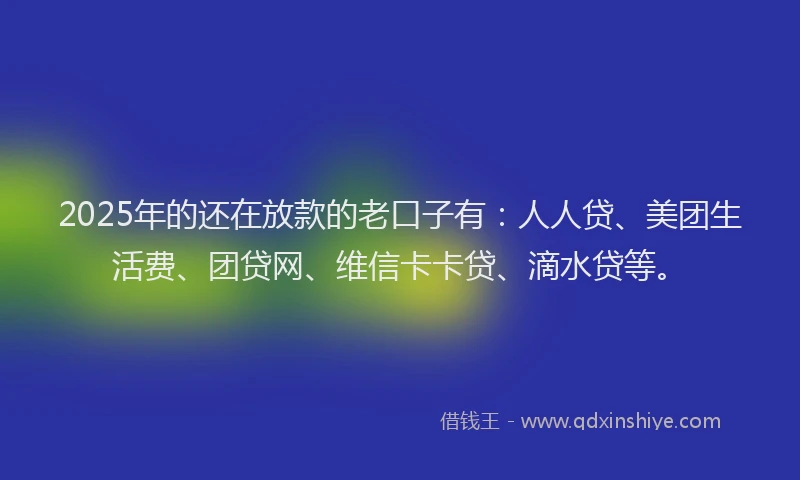 2025年的还在放款的老口子有：人人贷、美团生活费、团贷网、维信卡卡贷、滴水贷等。