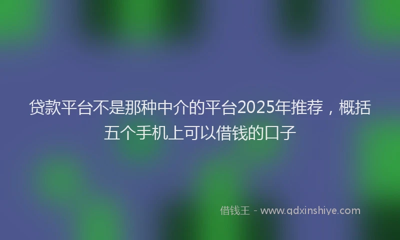 贷款平台不是那种中介的平台2025年推荐，概括五个手机上可以借钱的口子
