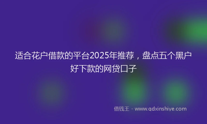 适合花户借款的平台2025年推荐，盘点五个黑户好下款的网贷口子