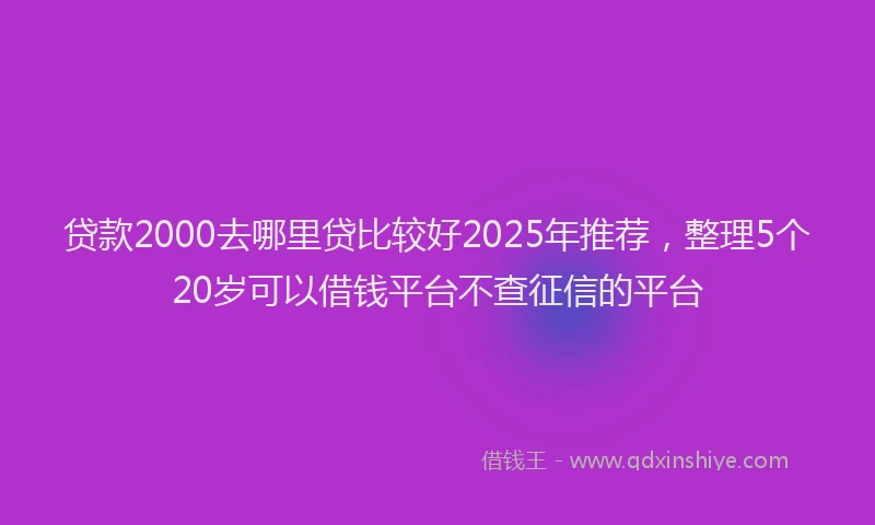 贷款2000去哪里贷比较好2025年推荐，整理5个20岁可以借钱平台不查征信的平台