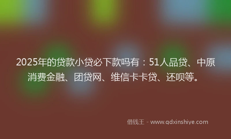 2025年的贷款小贷必下款吗有：51人品贷、中原消费金融、团贷网、维信卡卡贷、还呗等。