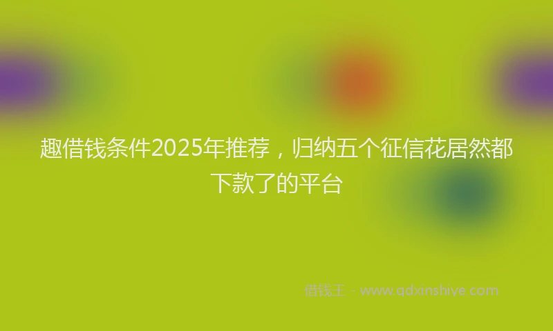 趣借钱条件2025年推荐，归纳五个征信花居然都下款了的平台