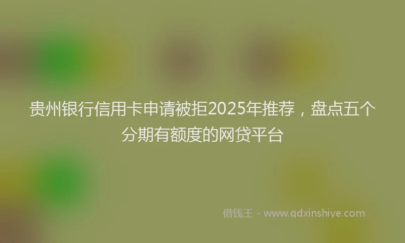 贵州银行信用卡申请被拒2025年推荐，盘点五个分期有额度的网贷平台