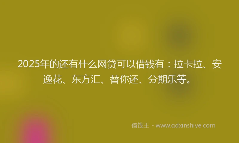 2025年的还有什么网贷可以借钱有：拉卡拉、安逸花、东方汇、替你还、分期乐等。