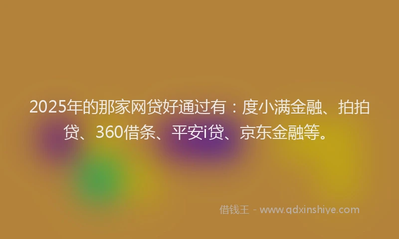 2025年的那家网贷好通过有：度小满金融、拍拍贷、360借条、平安i贷、京东金融等。