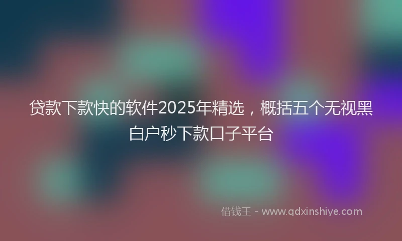 贷款下款快的软件2025年精选，概括五个无视黑白户秒下款口子平台