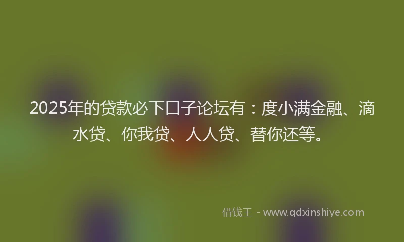 2025年的贷款必下口子论坛有：度小满金融、滴水贷、你我贷、人人贷、替你还等。