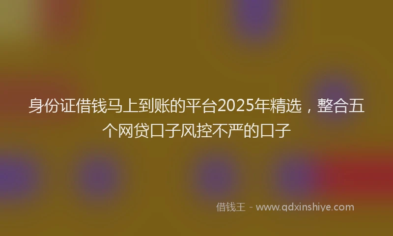 身份证借钱马上到账的平台2025年精选，整合五个网贷口子风控不严的口子