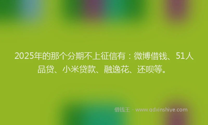2025年的那个分期不上征信有：微博借钱、51人品贷、小米贷款、融逸花、还呗等。