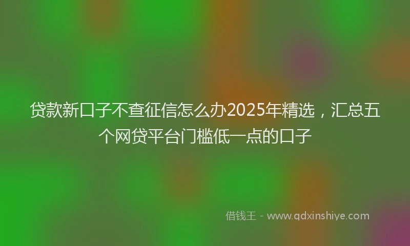 贷款新口子不查征信怎么办2025年精选，汇总五个网贷平台门槛低一点的口子