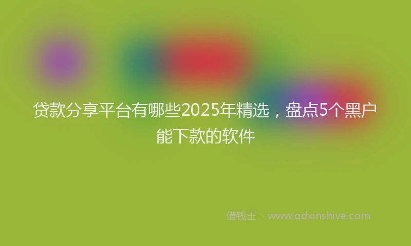 贷款分享平台有哪些2025年精选，盘点5个黑户能下款的软件