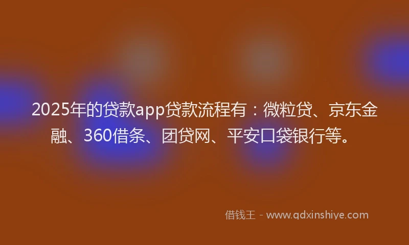 2025年的贷款app贷款流程有：微粒贷、京东金融、360借条、团贷网、平安口袋银行等。