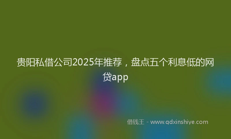 贵阳私借公司2025年推荐，盘点五个利息低的网贷app