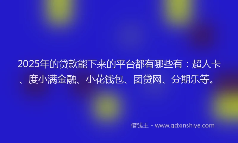 2025年的贷款能下来的平台都有哪些有：超人卡、度小满金融、小花钱包、团贷网、分期乐等。