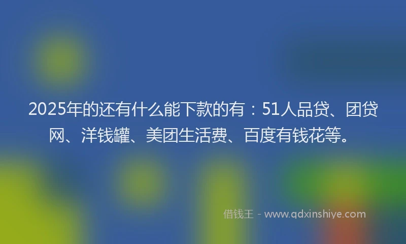 2025年的还有什么能下款的有：51人品贷、团贷网、洋钱罐、美团生活费、百度有钱花等。