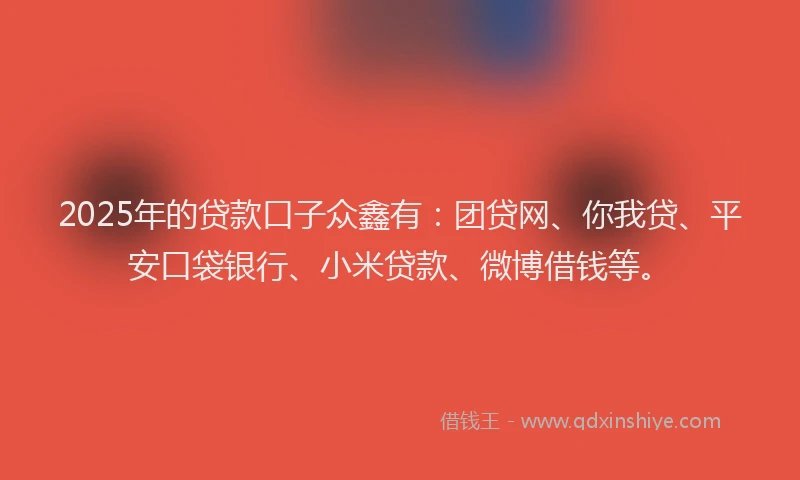 2025年的贷款口子众鑫有：团贷网、你我贷、平安口袋银行、小米贷款、微博借钱等。